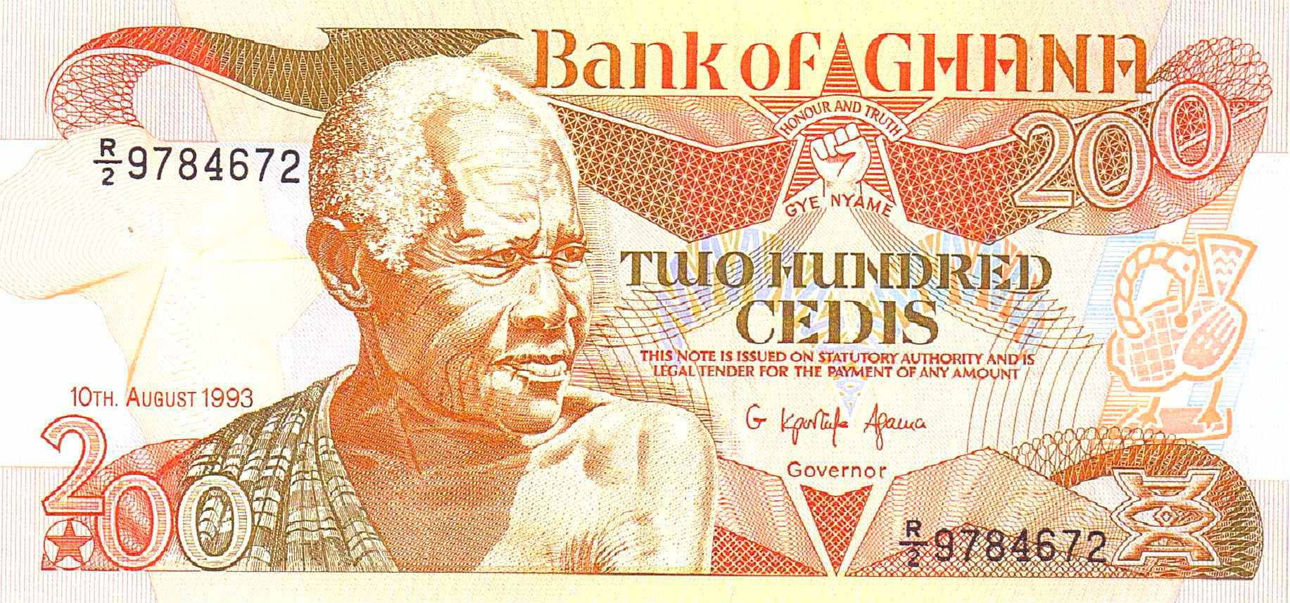 Ghana 200 1993 UNC P-27/d
